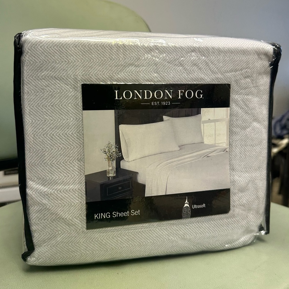 London Fog King 100% Cotton Flannel Duvet Sheet Set (Super Soft)